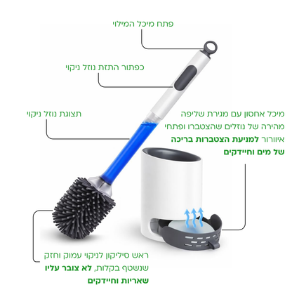 CleanTiolet 2.0 - מברשת אסלה אנטיבקטריאלית עם נוזל ניקוי מובנה
